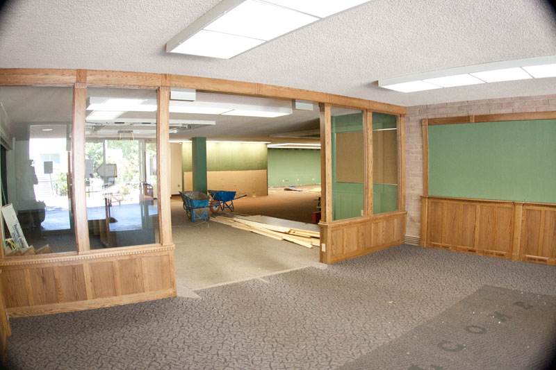 The view of the emptied library from the main entrance
