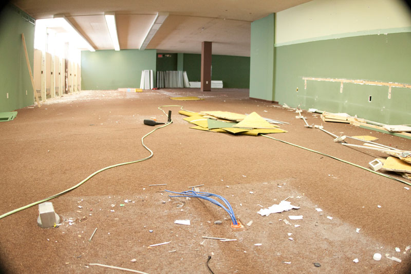Crews emptied the main floor of the library to prepare for the summer renovations