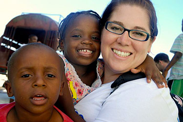 Nicole Wilson with Haitian Kids