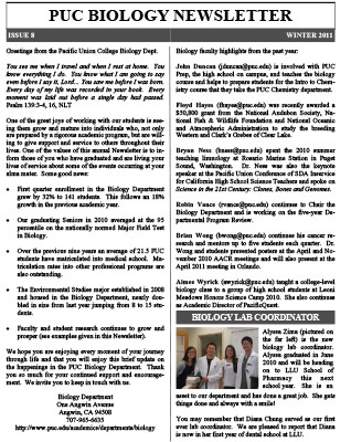 Biology Newsletter - Winter 2011