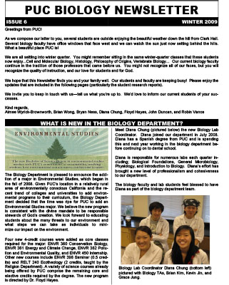 Biology Newsletter - Winter 2009