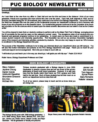 Biology Newsletter - Winter 2010